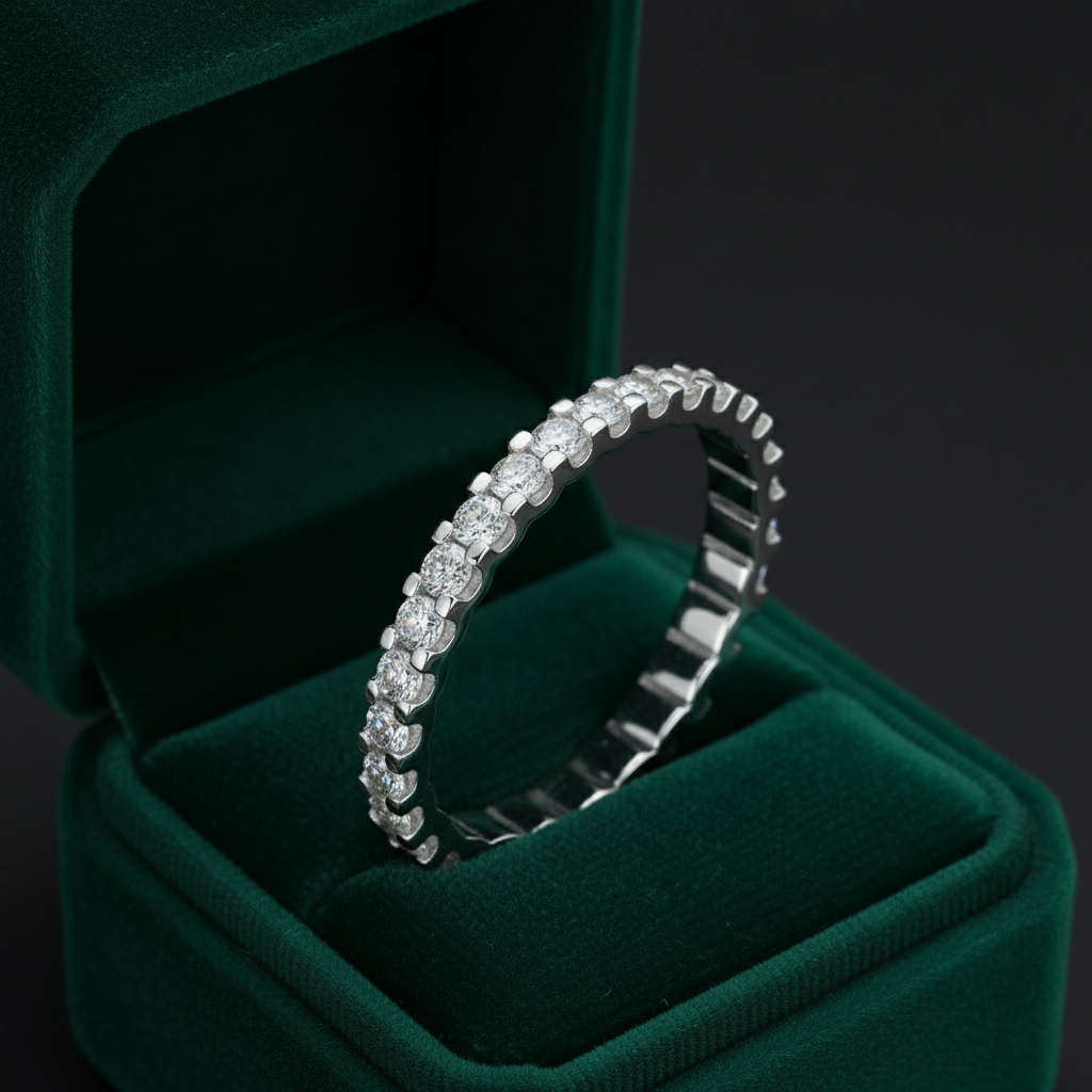 Real Silver Moissanite Women’s Band