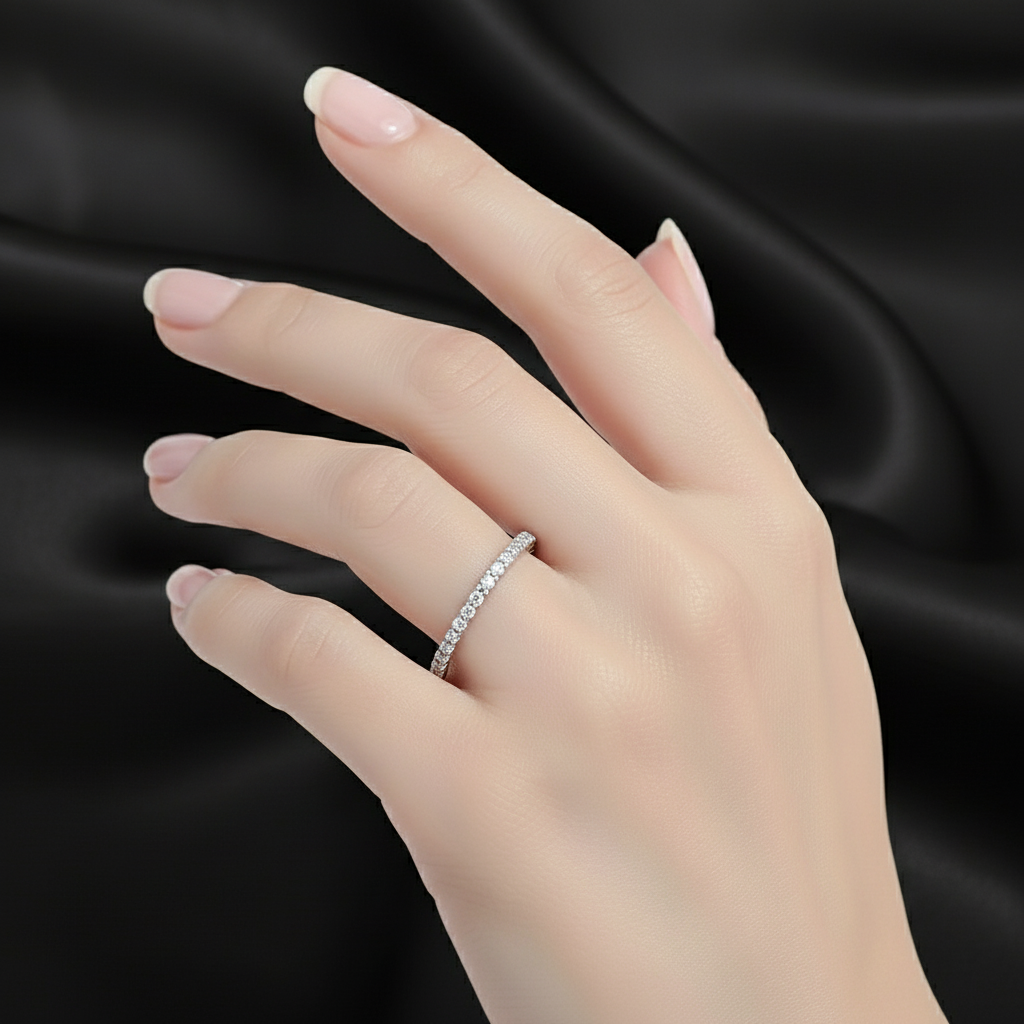 Real Silver Moissanite Women’s Band