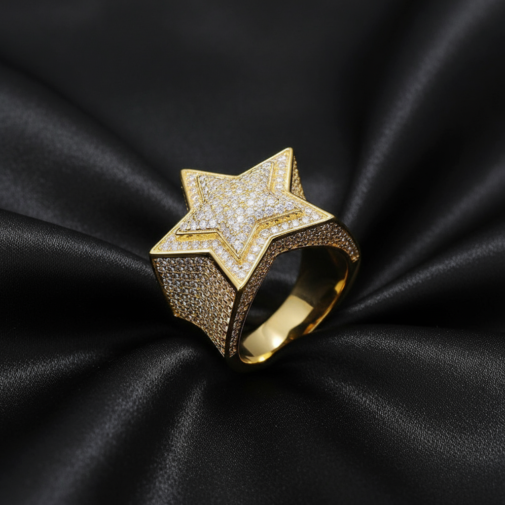 Real Silver Moissanite Star Ring