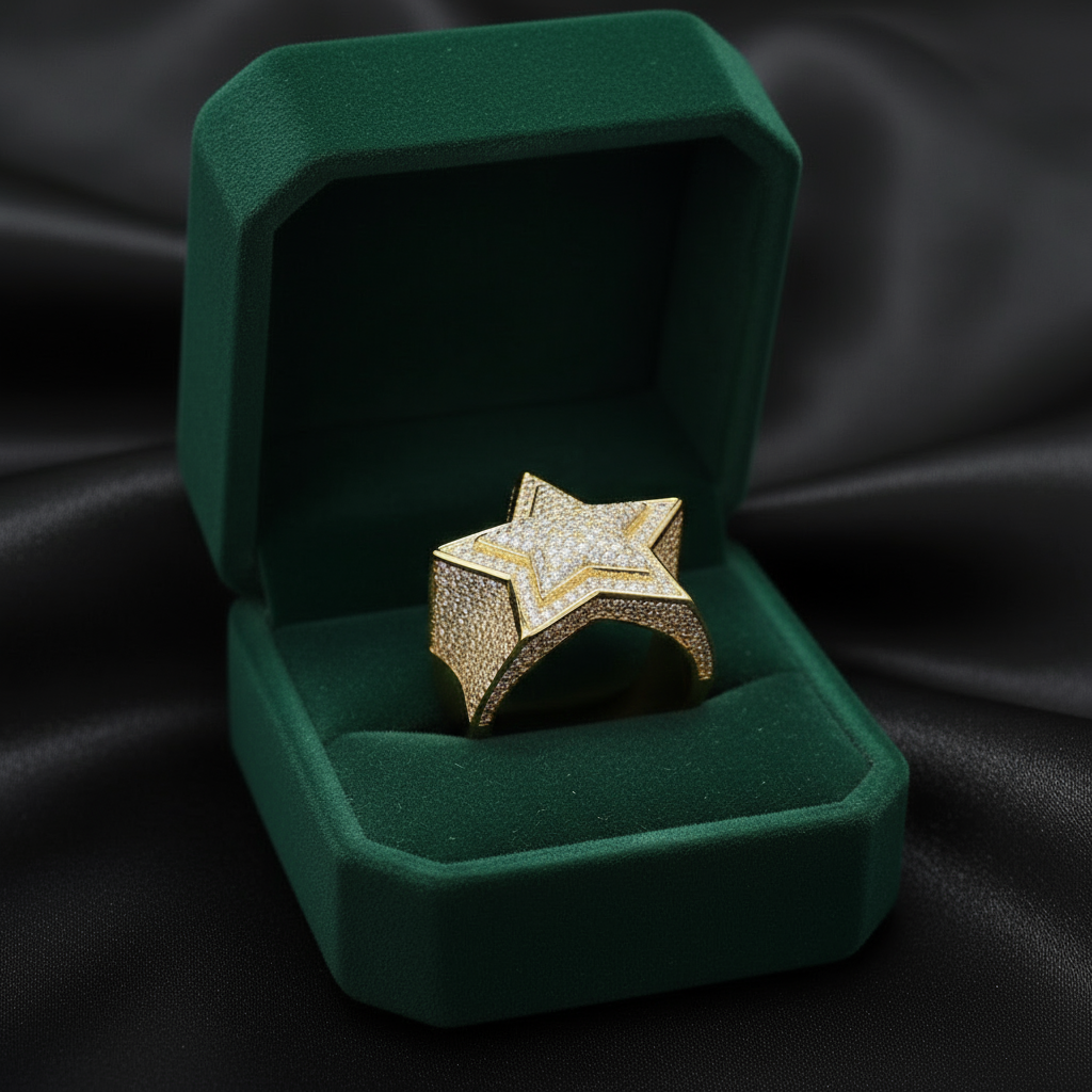 Real Silver Moissanite Star Ring