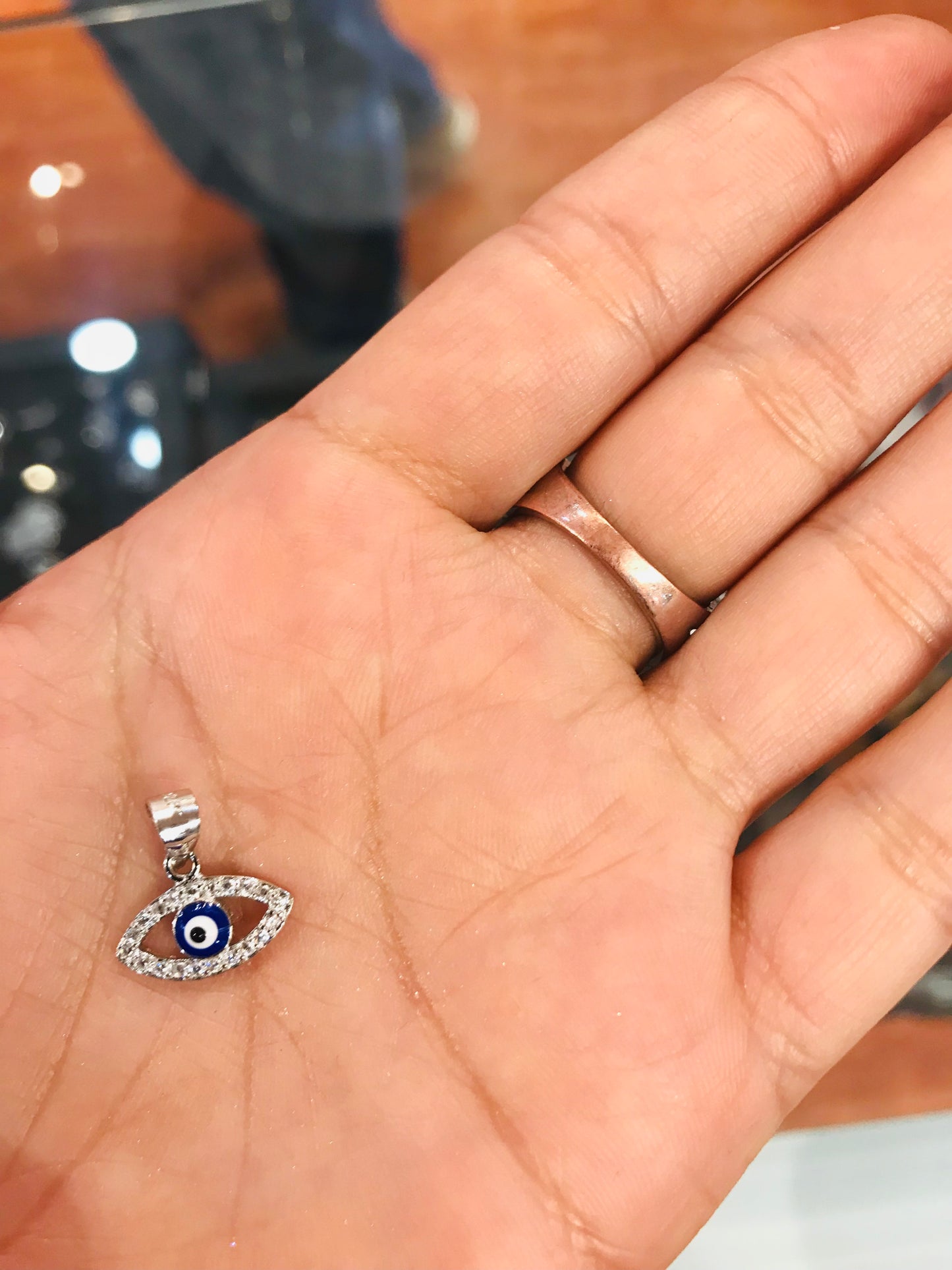 Evil eye real silver pendant