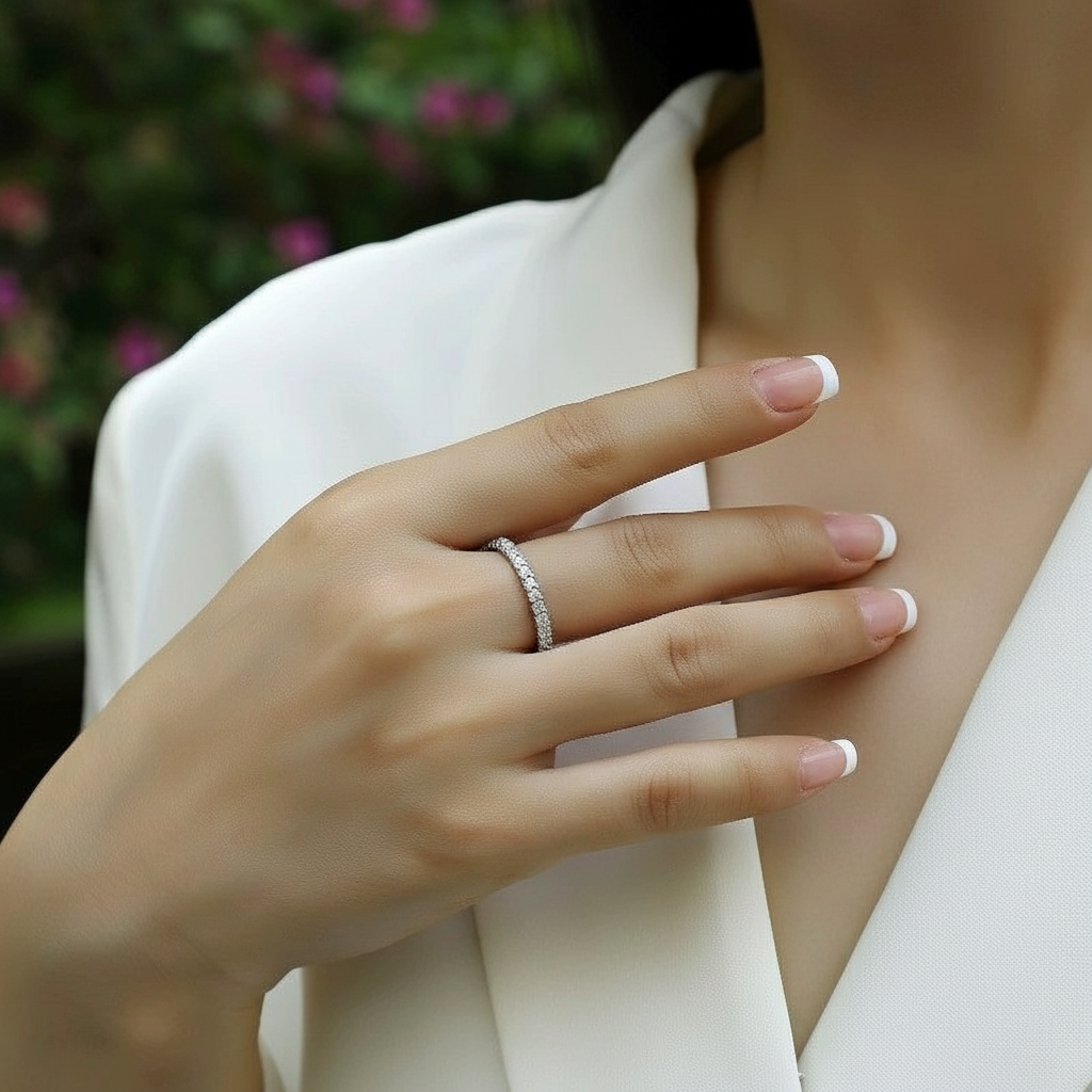 Real Silver Moissanite Women’s Band