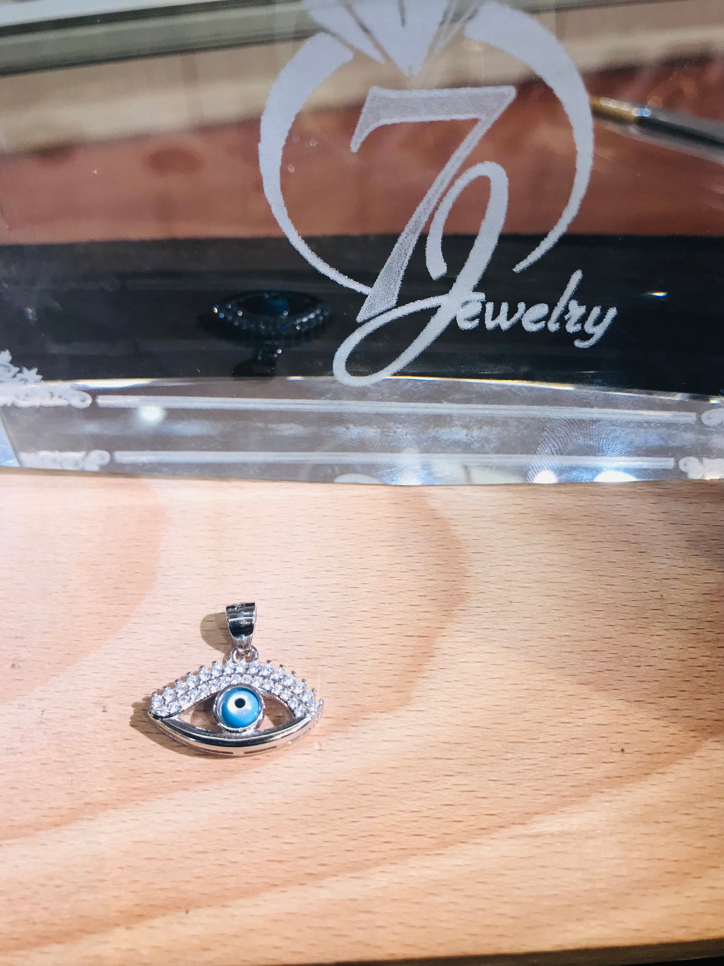 sterling silver arquise evil eye pendant