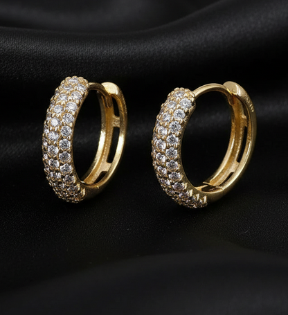 Real gold cubic zirconia hoop earrings