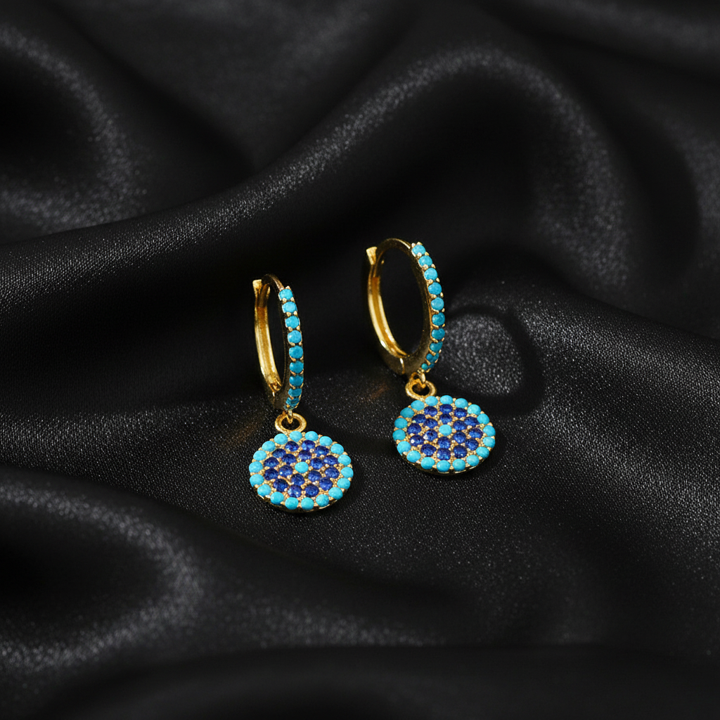 Boucles d'oreilles créoles en or véritable contre le mauvais œil