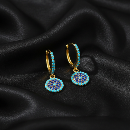 Boucles d'oreilles créoles en or véritable contre le mauvais œil