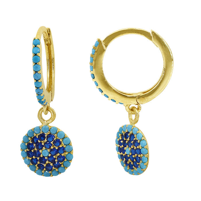 Real gold evil eye hoop earrings