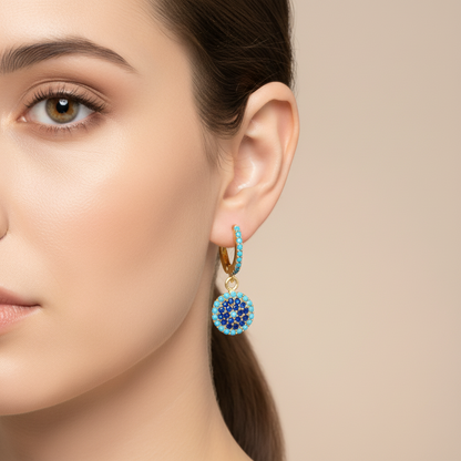 Boucles d'oreilles créoles en or véritable contre le mauvais œil