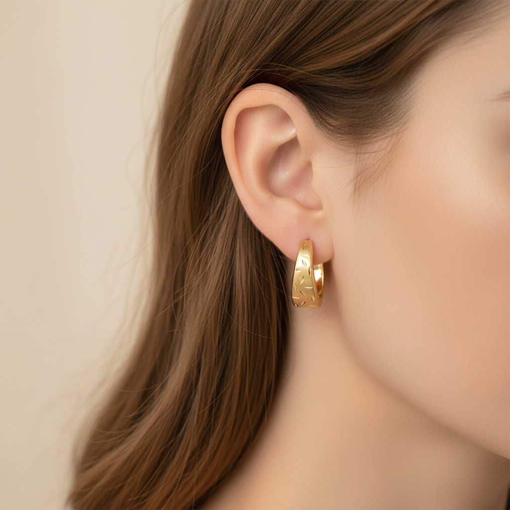 Boucles d'oreilles créoles ovales en or véritable