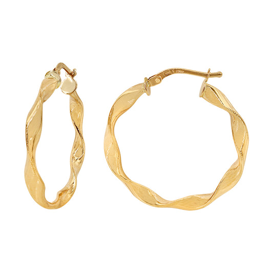 Real gold , twisted round hoop earring