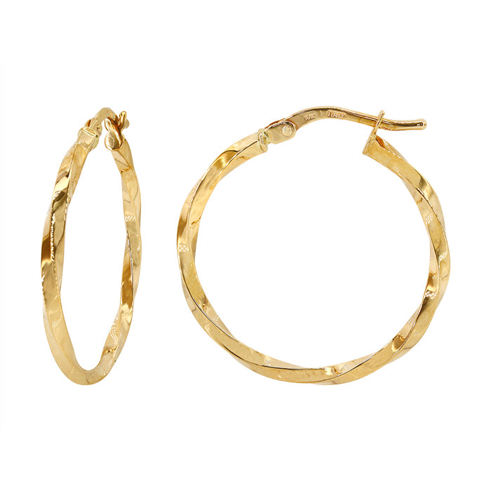 Real gold  twisted round hoop earrings