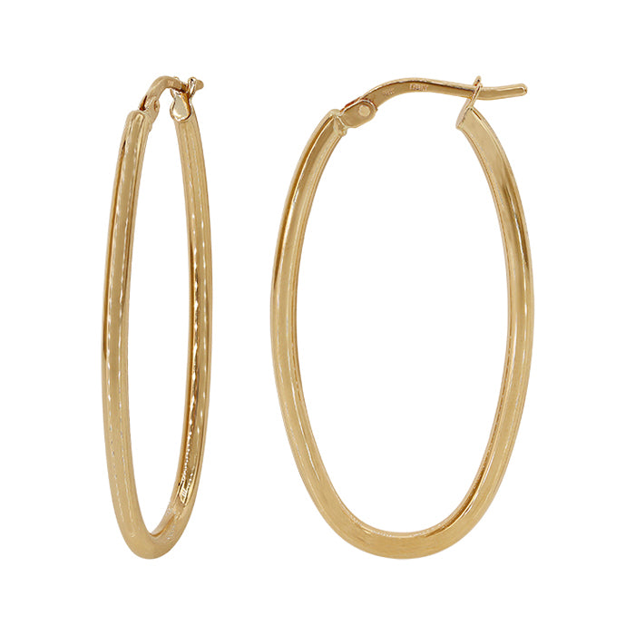 Real gold oval hoop earrings