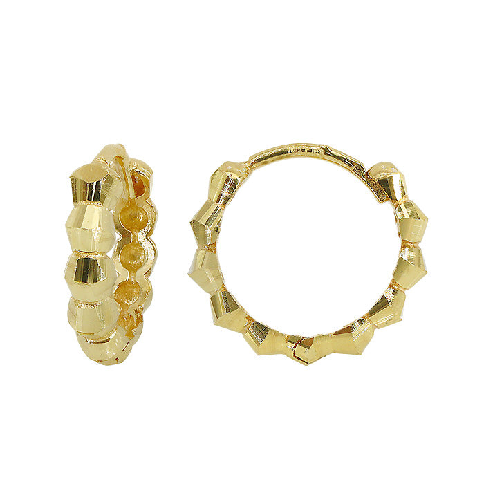 Real gold diamond cut hoop earrings,