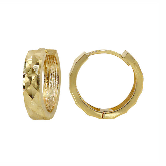 Real gold  diamond cut hoop earrings