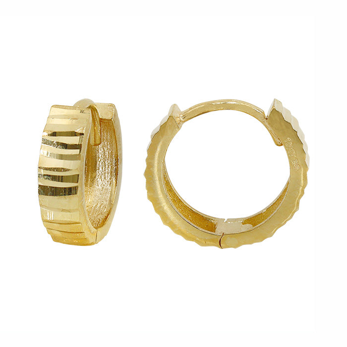 Real gold diamond cut hoop earrings,