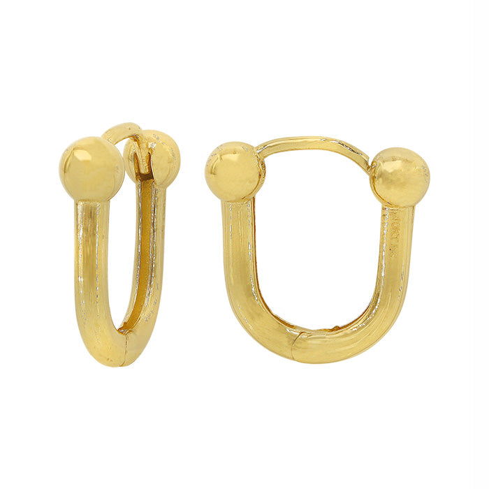 Real gold U link hoop earrings,