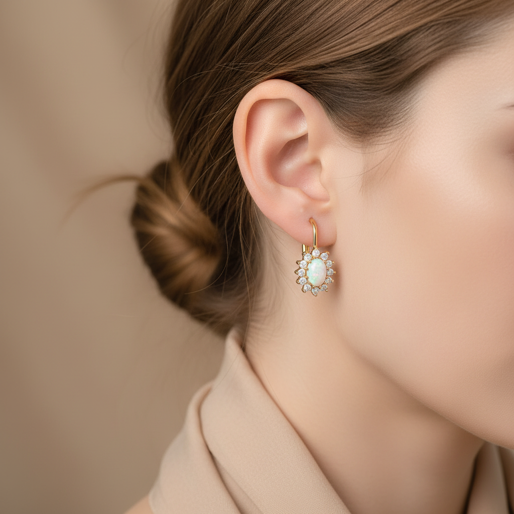 Real gold opal earrings