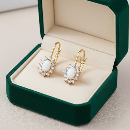Real gold opal earrings