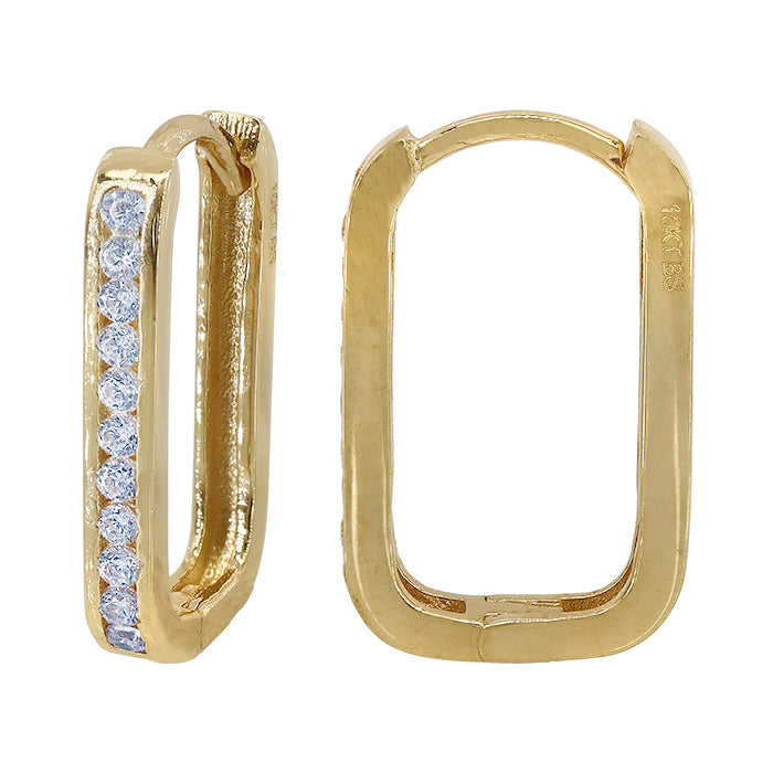 Real gold rectangular hoop earrings