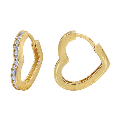 Boucles d'oreilles créoles en or véritable en forme de cœur