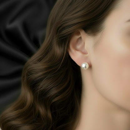 Real Gold  Pearl  Stud Earrings