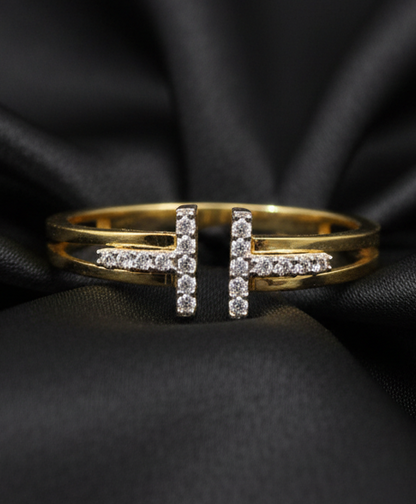 10K Gold T Adjustable Ring Cubic Zirconia