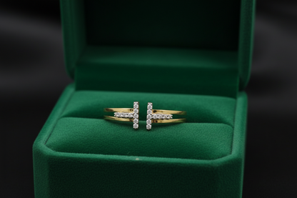 10K Gold T Adjustable Ring Cubic Zirconia
