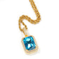 Iced Cz Cubic Zirconia Cz Pendant Pink/Blue/Green/Red Square Fluorescent Gem Pendant Necklace