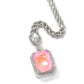 Iced Cz Cubic Zirconia Cz Pendant Pink/Blue/Green/Red Square Fluorescent Gem Pendant Necklace