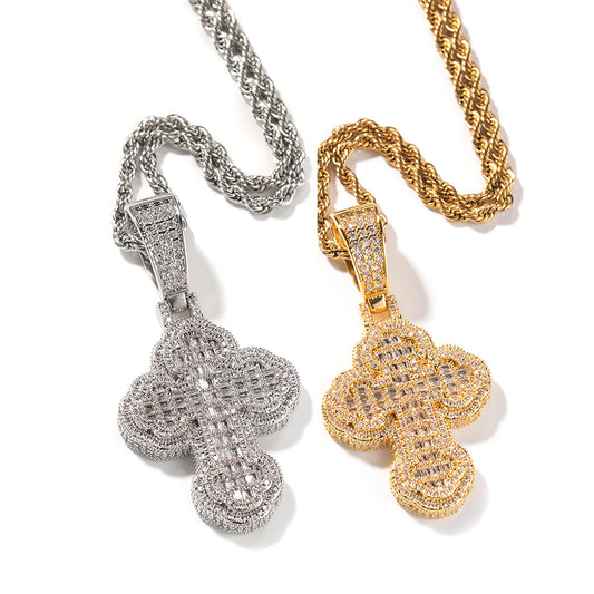 Cz Diamond Cloud Cross Charm Necklace Pendant