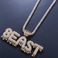 iced out water drop crown letter name plate pendant