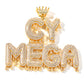 iced out water drop crown letter name plate pendant