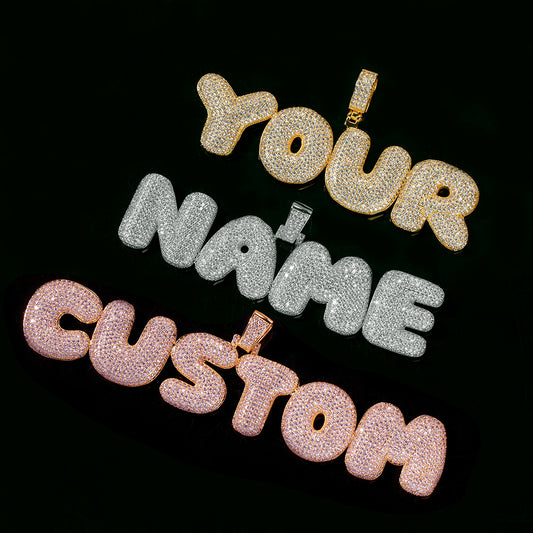 custom iced out cz bubble letter name plate