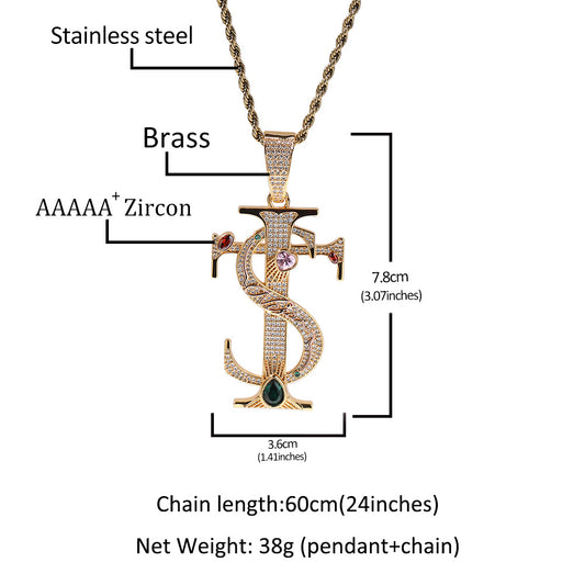 TS Cross Cz Pendant Necklace