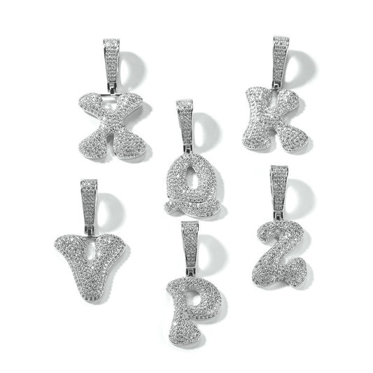 Diamond Bubble Font Letter Name Jewelry Pendant Charm