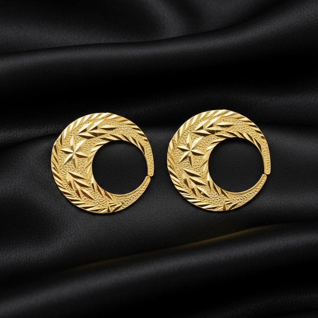 Star Sandblasting Nattiyan Earrings, Real Silver 24k Gold Filled