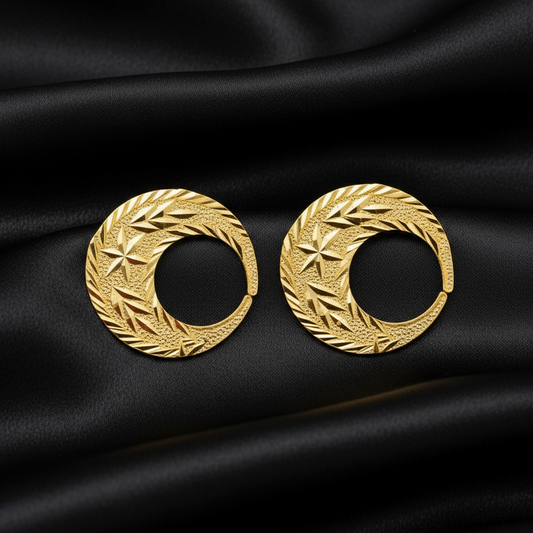 Star Sandblasting Nattiyan Earrings, Real Silver 24k Gold Filled