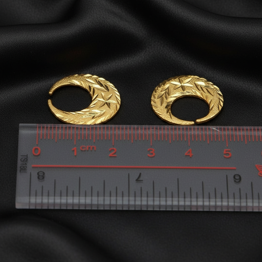 Star Sandblasting Nattiyan Earrings, Real Silver 24k Gold Filled