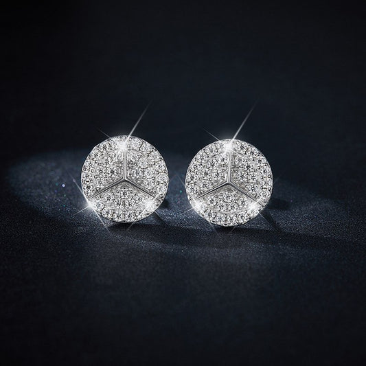 Mercedes Benz Moissanite Real Silver Studs