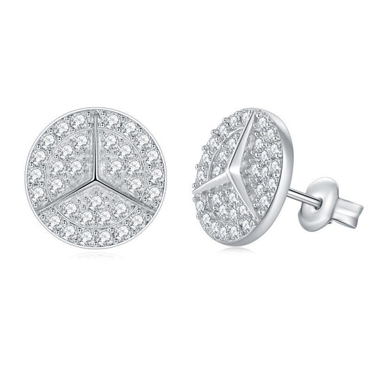 Mercedes Benz Moissanite Real Silver Studs