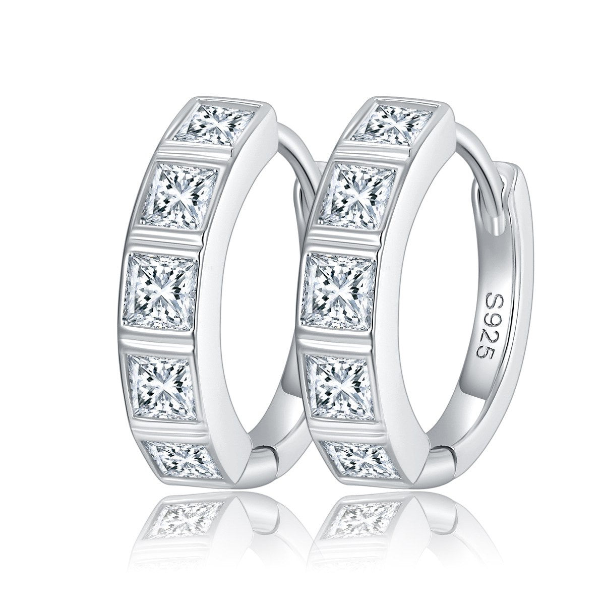 Real Silver Moissanite Hoop Earrings