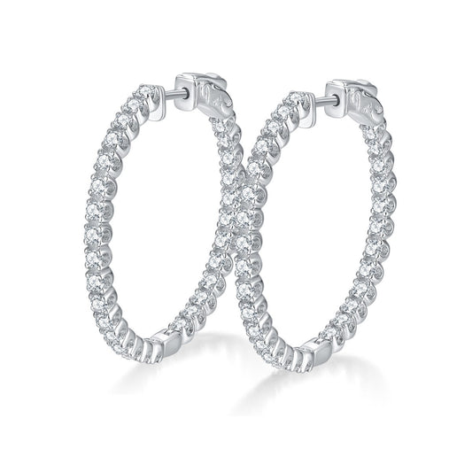 Real Silver Moissanite Hoop Earrings