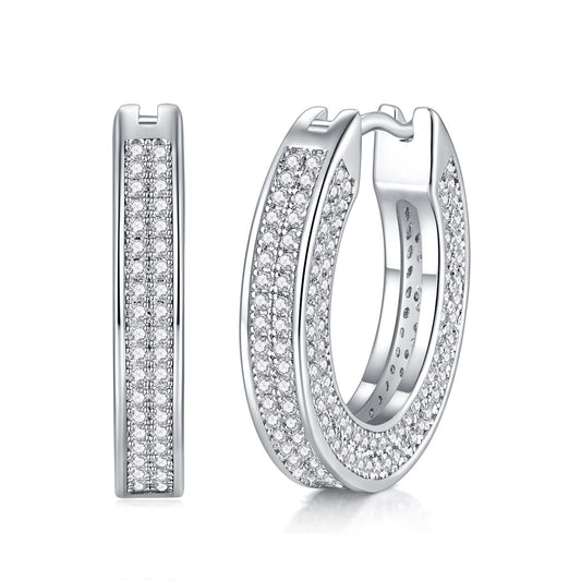 Iced Out Real Silver Moissanite Hoop Earrings