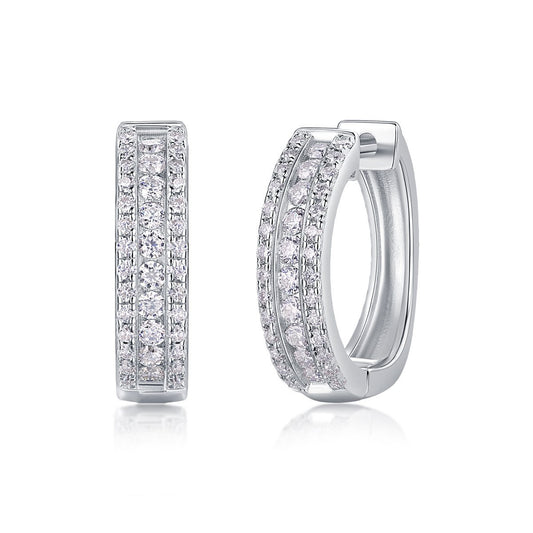 Real Silver Moissannite Hoops