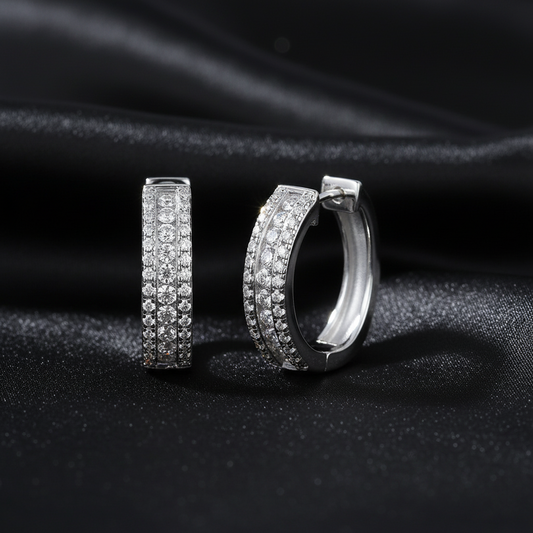 Real Silver Moissannite Hoops