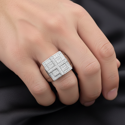 ਅਸਲੀ ਚਾਂਦੀ ਮੋਇਸਾਨਾਈਟ ਕਰਾਸ ਰਿੰਗ