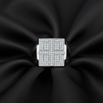 ਅਸਲੀ ਚਾਂਦੀ ਮੋਇਸਾਨਾਈਟ ਕਰਾਸ ਰਿੰਗ