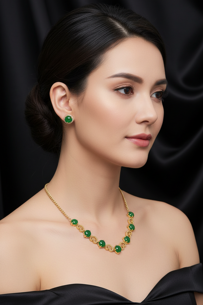 Real Jade Gold Plated Set
