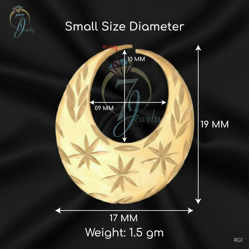 18k Real Gold Nattiyan Classic Earrings (Sizes Available)