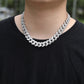 Hip Hop Men Women Choker Necklace 15mm baguette Cz Cuban link iced out chain